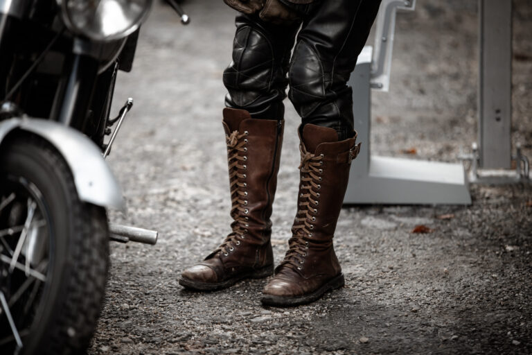 Ladypower Nostalgie Motorrad Stiefel hoch zum Schnüren Leder