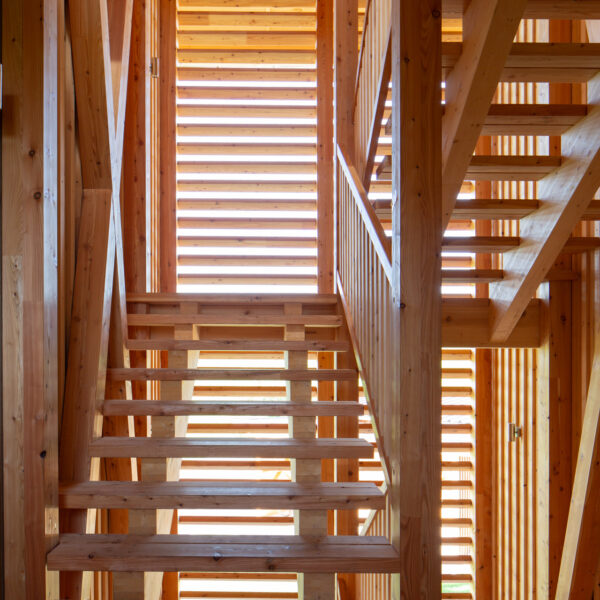 Stiegenhaus in Holz bei Wohnbau Projekt